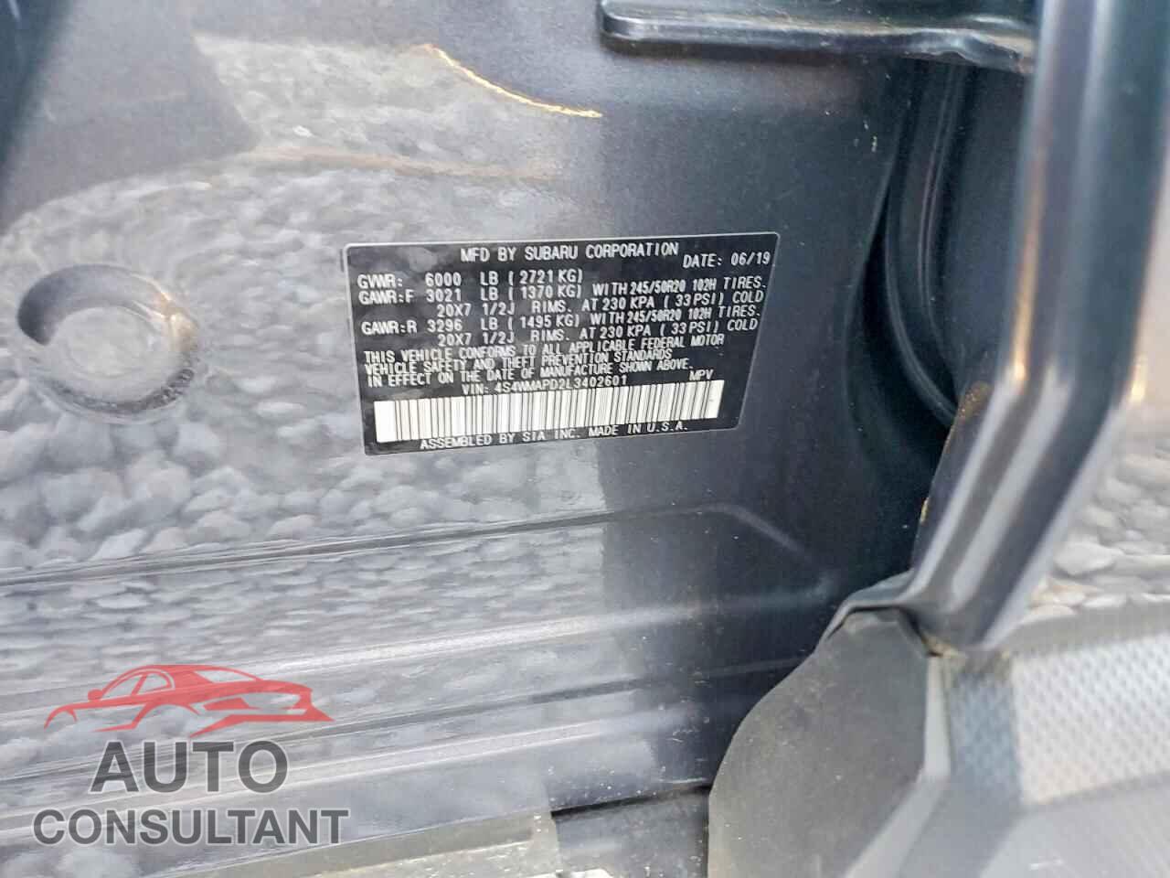 SUBARU ASCENT 2020 - 4S4WMAPD2L3402601