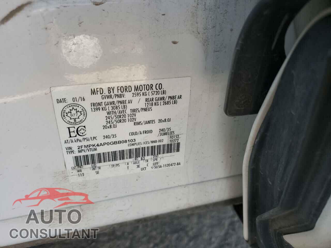 FORD EDGE 2016 - 2FMPK4AP0GBB08103