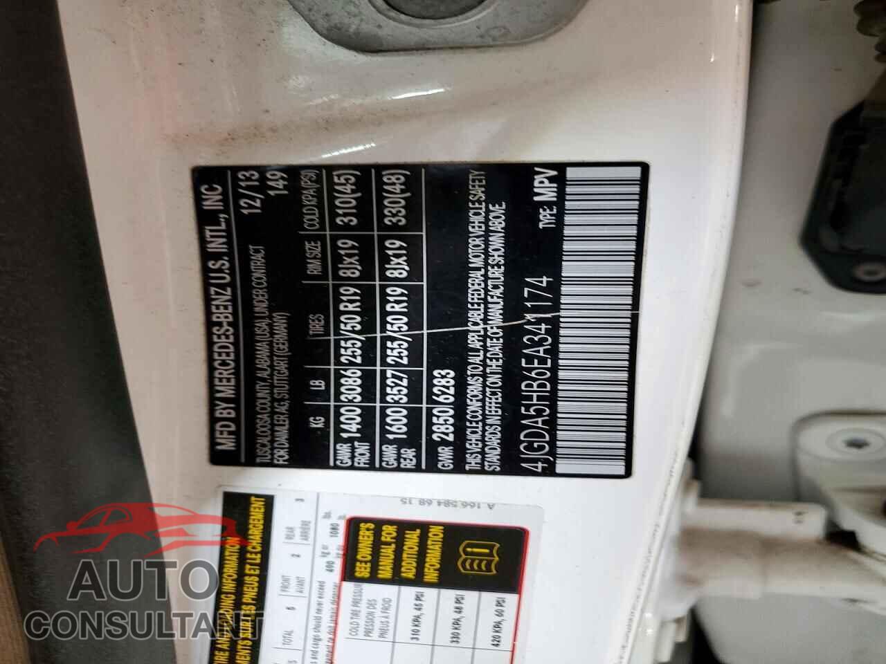 MERCEDES-BENZ M-CLASS 2014 - 4JGDA5HB6EA341174