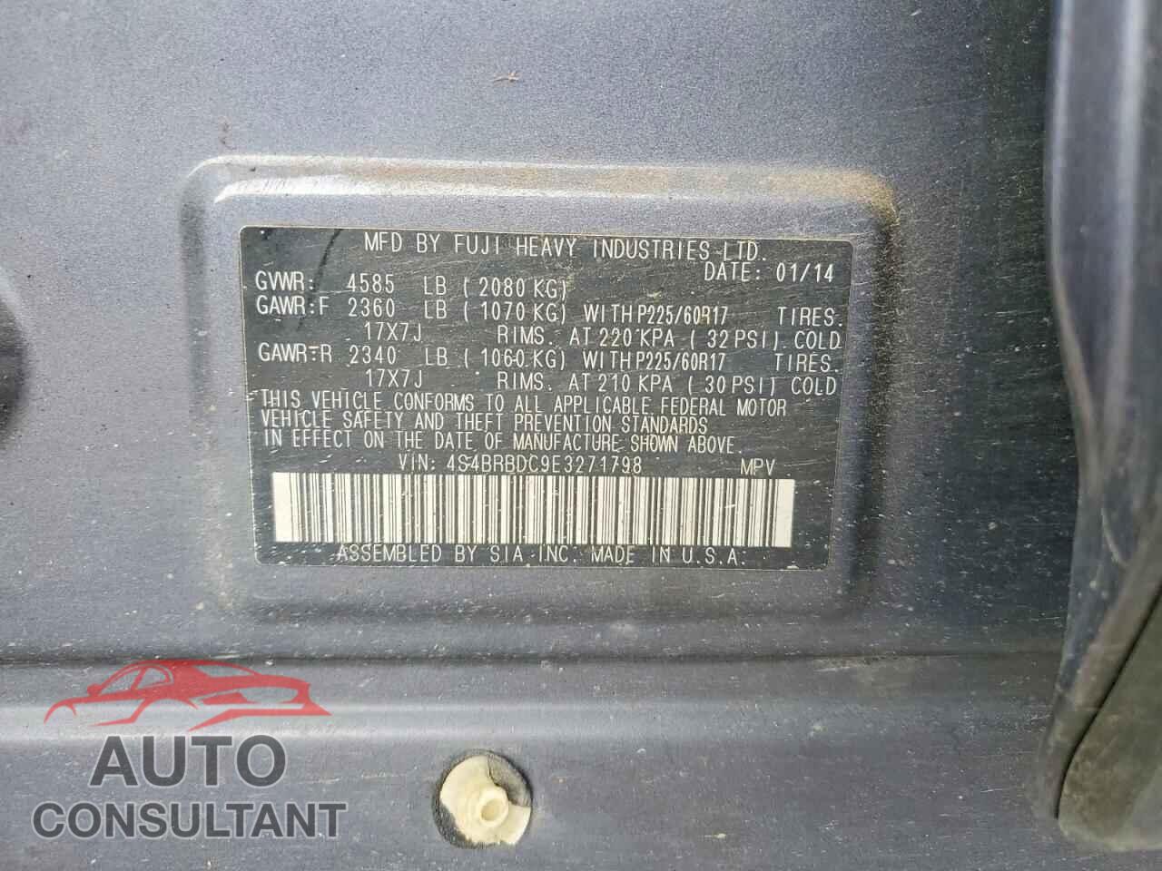 SUBARU OUTBACK 2014 - 4S4BRBDC9E3271798