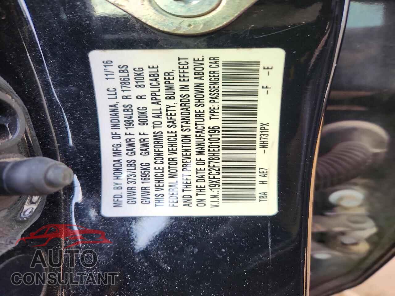 HONDA CIVIC 2017 - 19XFC2F78HE010196