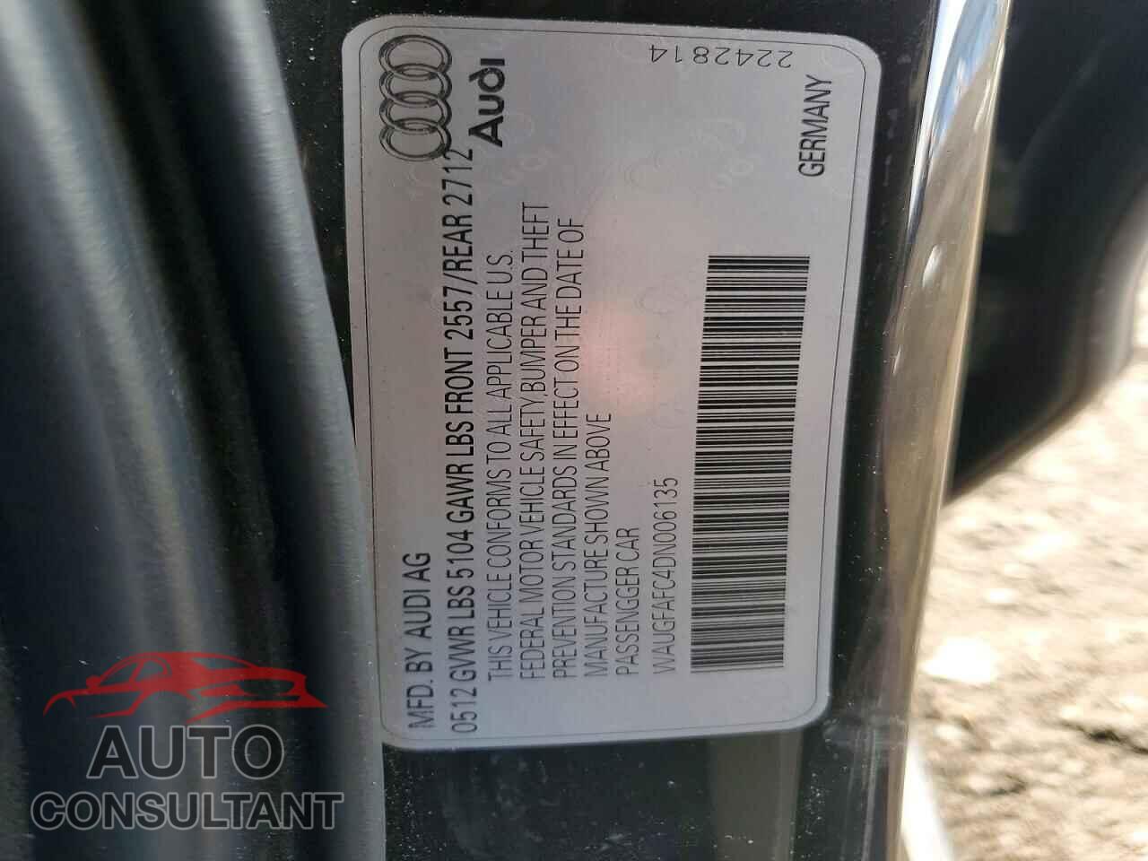AUDI A6 2013 - WAUGFAFC4DN006135