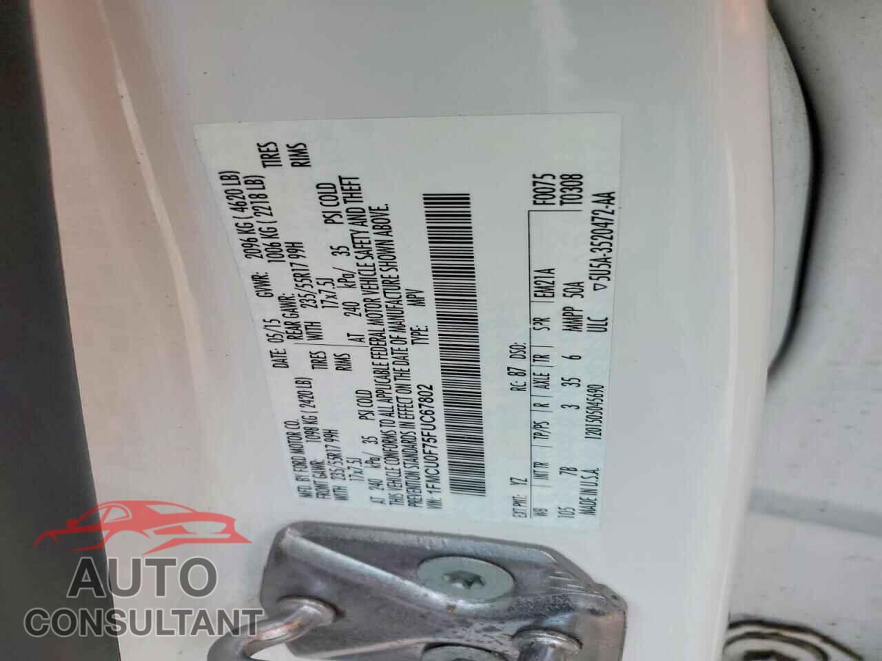 FORD ESCAPE 2015 - 1FMCU0F75FUC67802