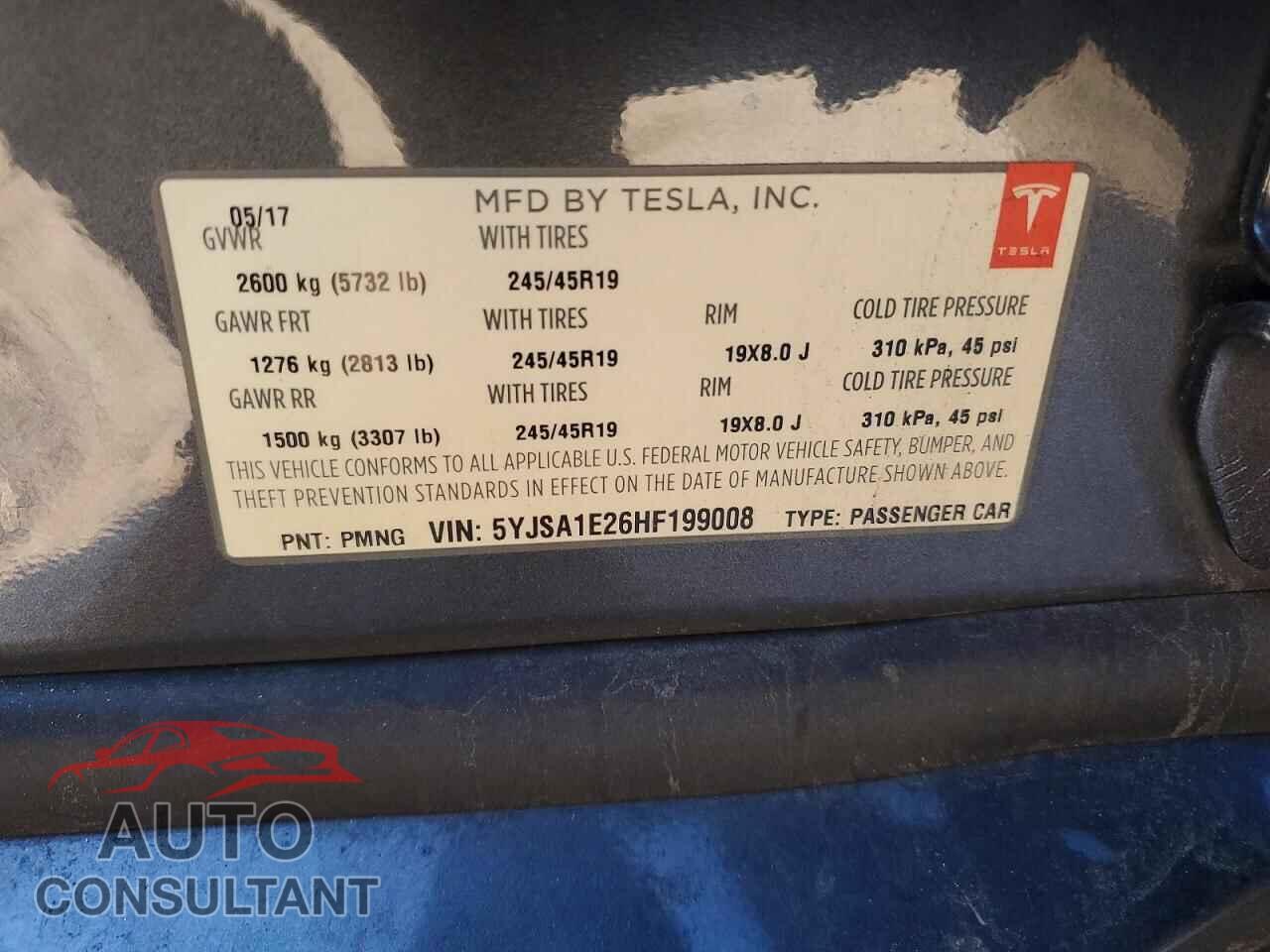 TESLA MODEL S 2017 - 5YJSA1E26HF199008