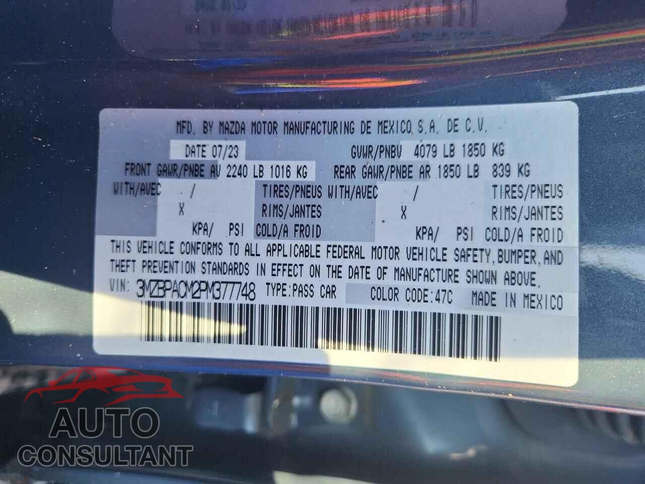 MAZDA 3 2023 - 3MZBPACM2PM377748