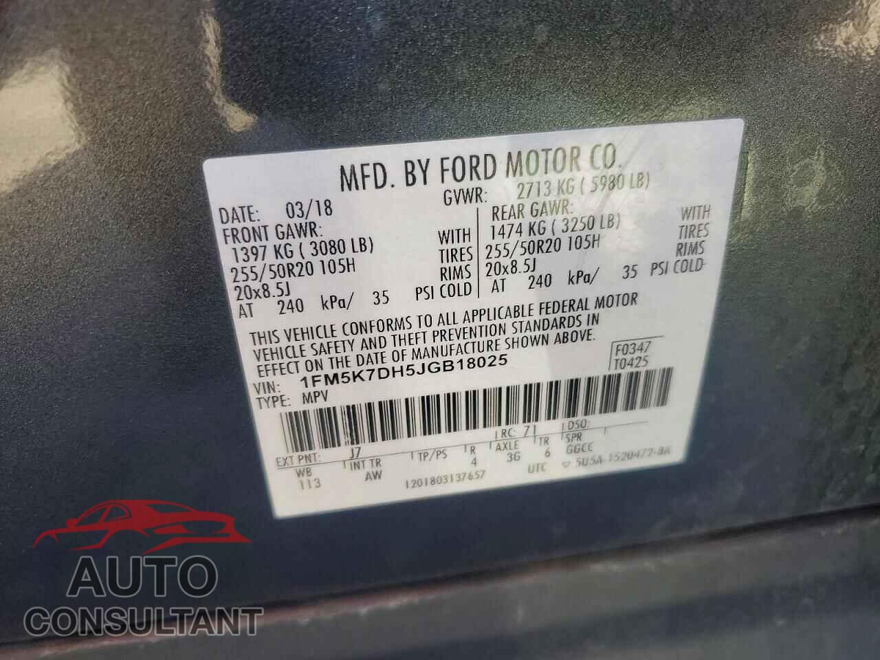 FORD EXPLORER 2018 - 1FM5K7DH5JGB18025