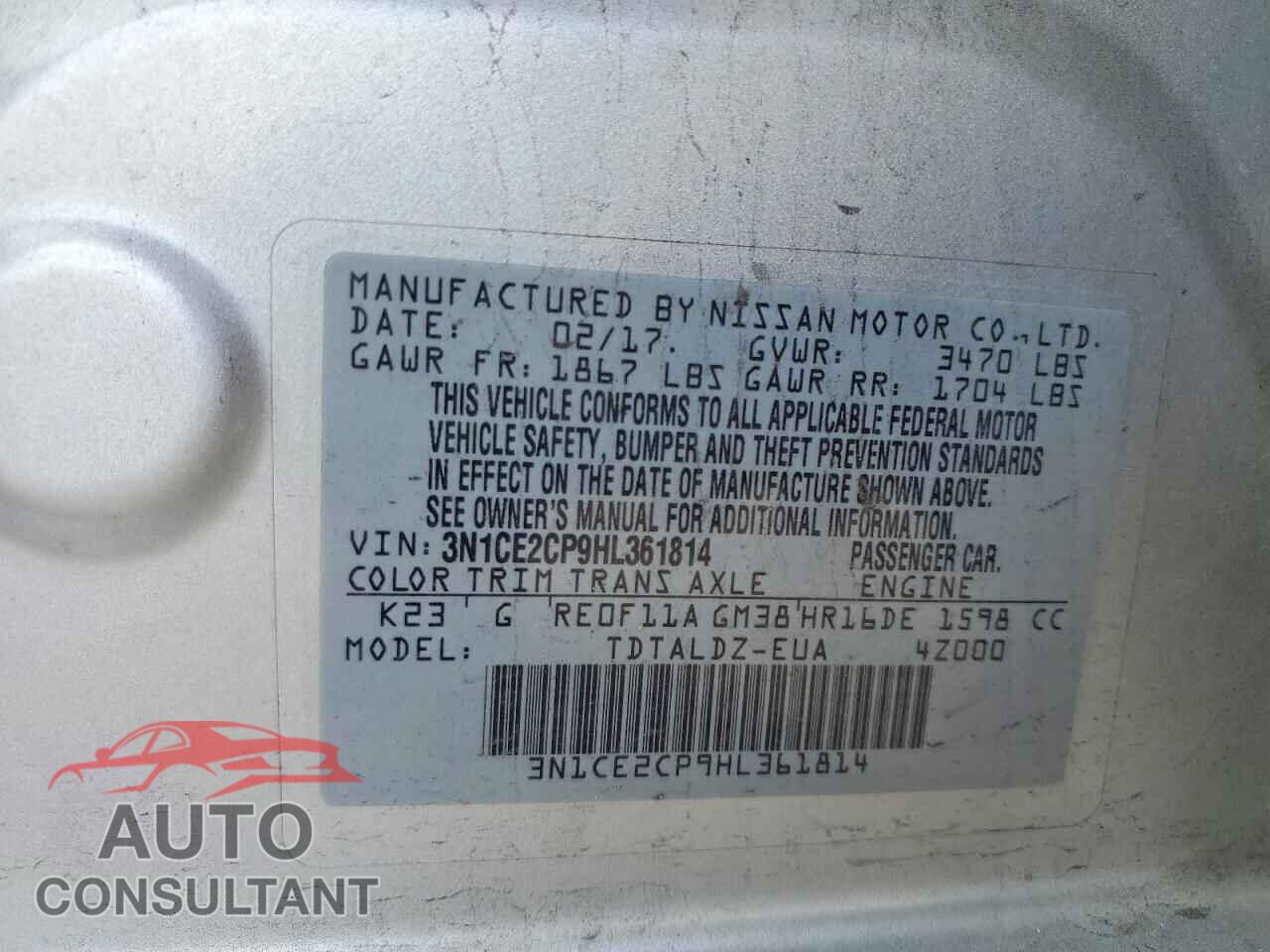NISSAN VERSA NOTE 2017 - 3N1CE2CP9HL361814