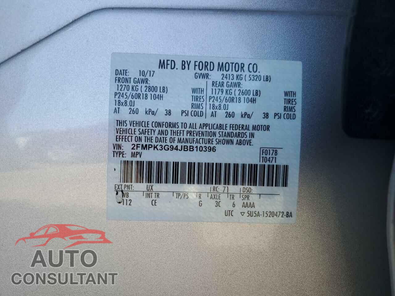 FORD EDGE 2018 - 2FMPK3G94JBB10396