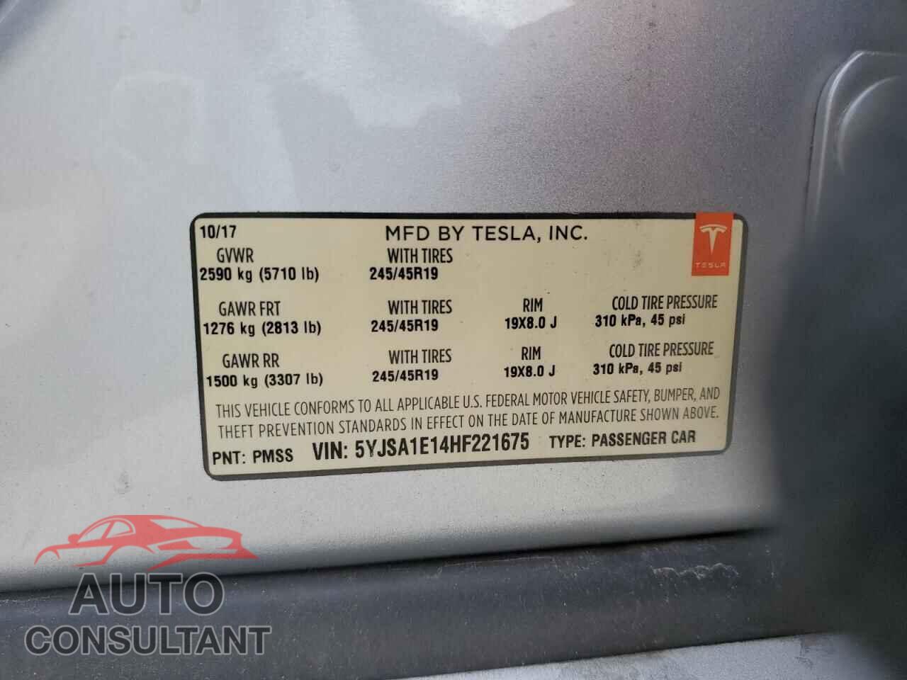 TESLA MODEL S 2017 - 5YJSA1E14HF221675