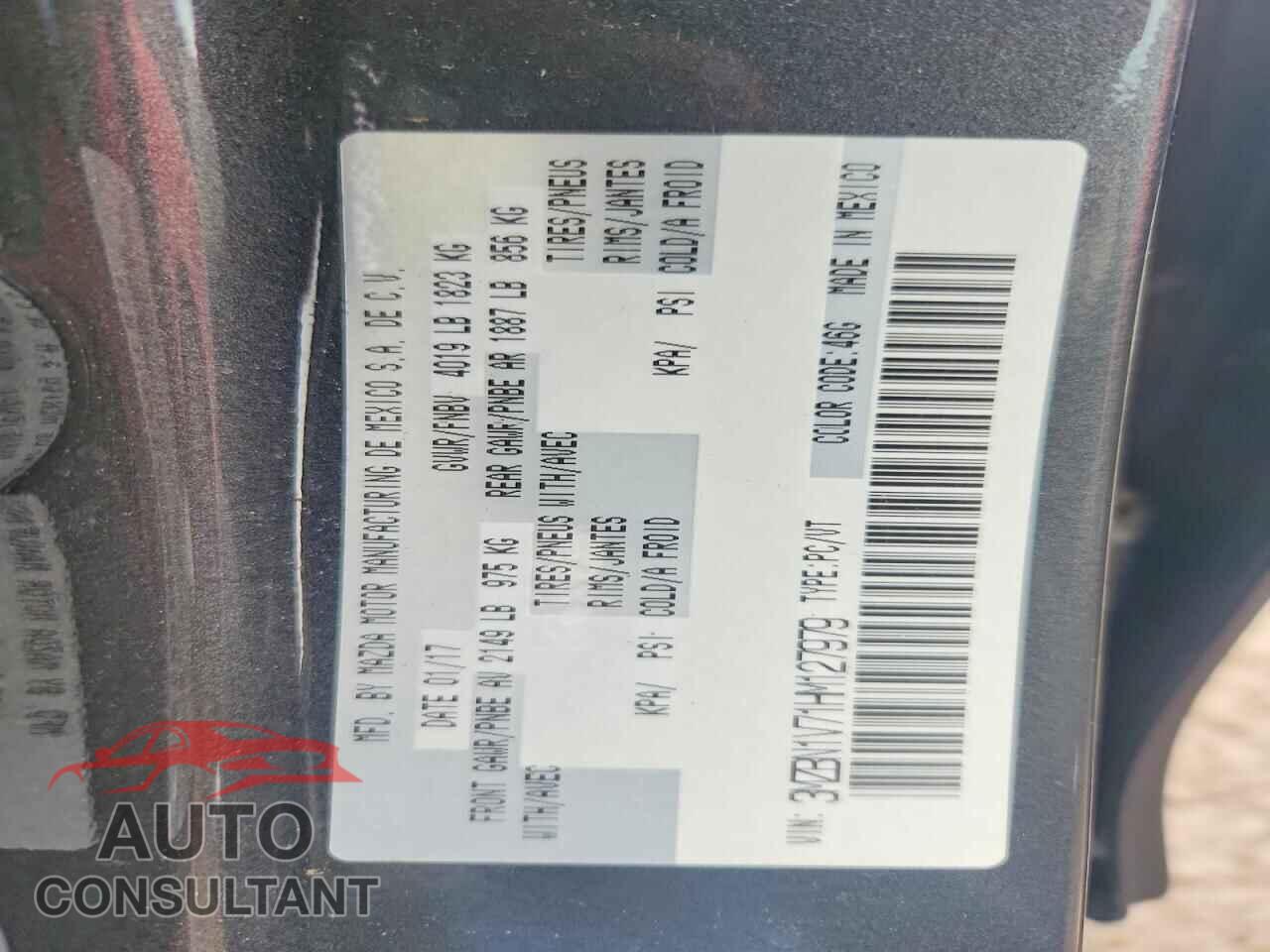 MAZDA 3 2017 - 3MZBN1V71HM127979
