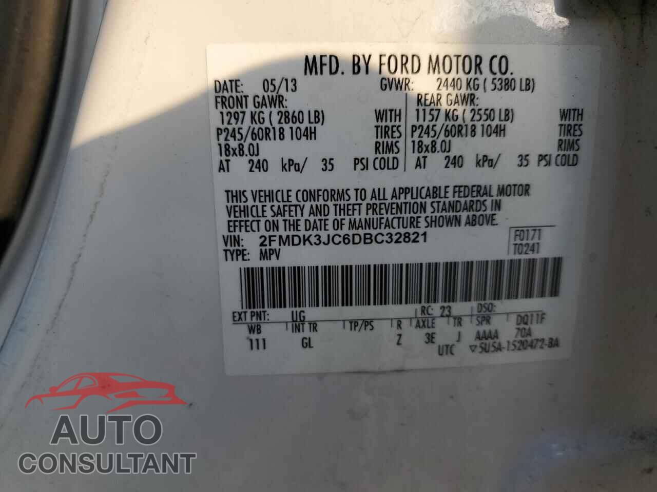 FORD EDGE 2013 - 2FMDK3JC6DBC32821