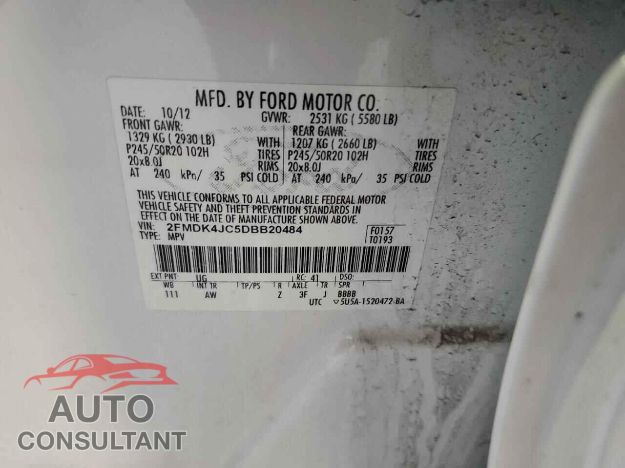 FORD EDGE 2013 - 2FMDK4JC5DBB20484