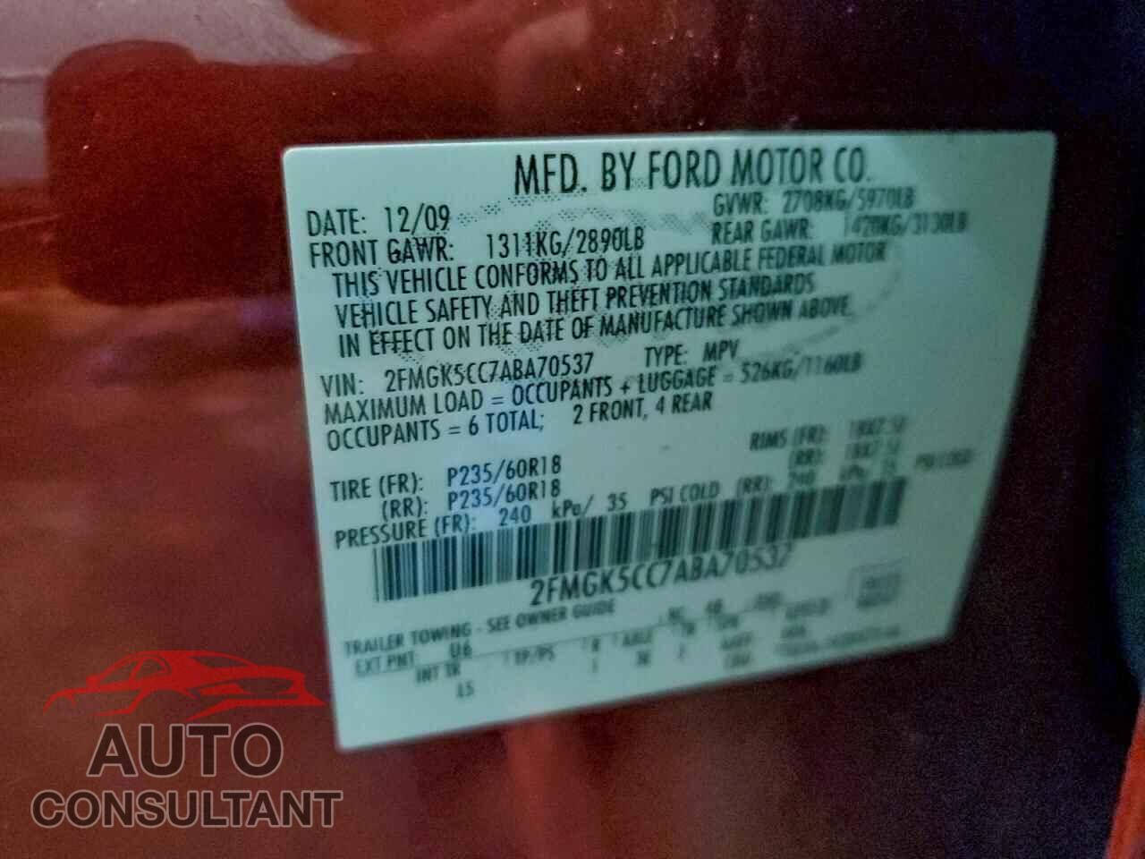 FORD FLEX 2010 - 2FMGK5CC7ABA70537
