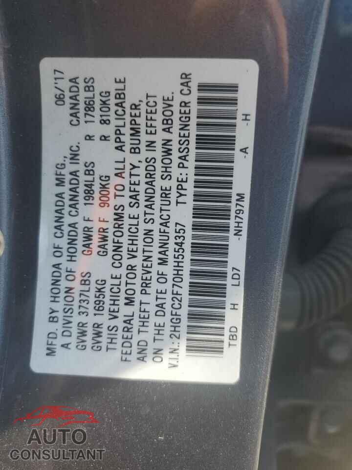 HONDA CIVIC 2017 - 2HGFC2F70HH554357