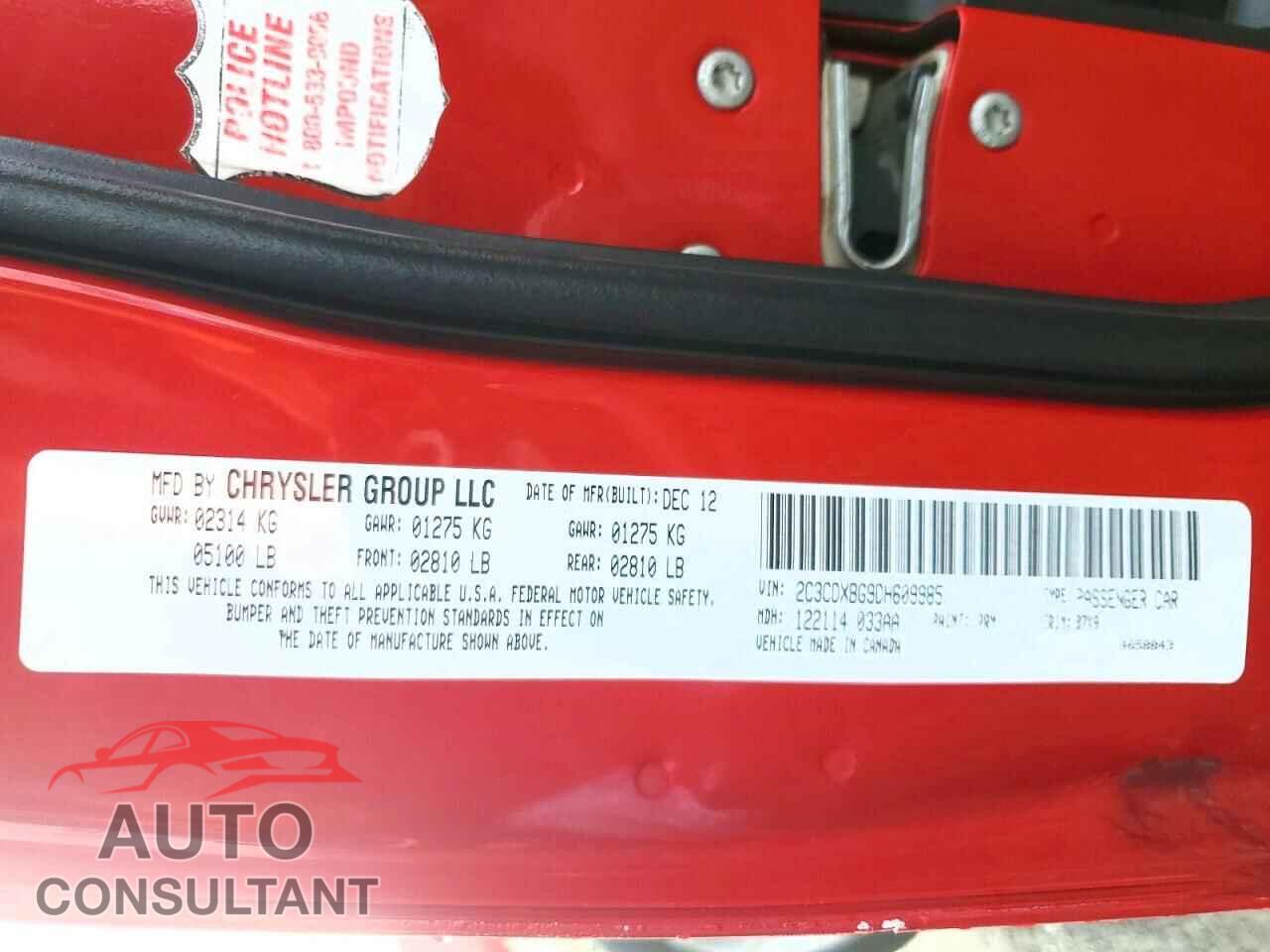 DODGE CHARGER 2013 - 2C3CDXBG9DH609985