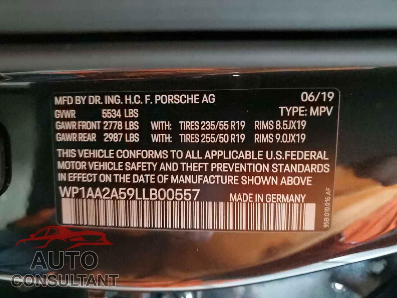 PORSCHE MACAN 2020 - WP1AA2A59LLB00557