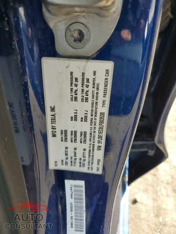 TESLA MODEL 3 2020 - 5YJ3E1EC0LF603530