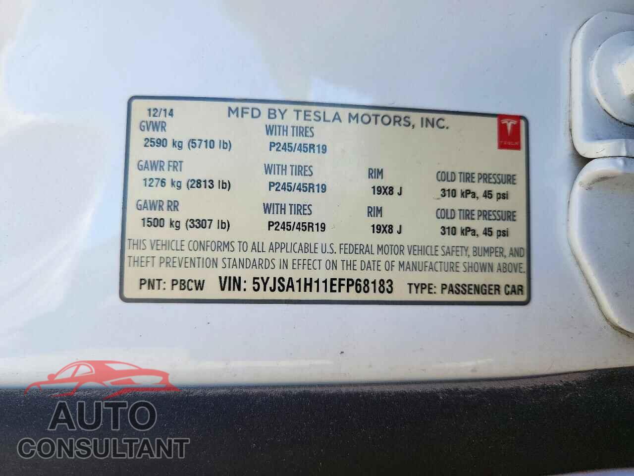 TESLA MODEL S 2014 - 5YJSA1H11EFP68183