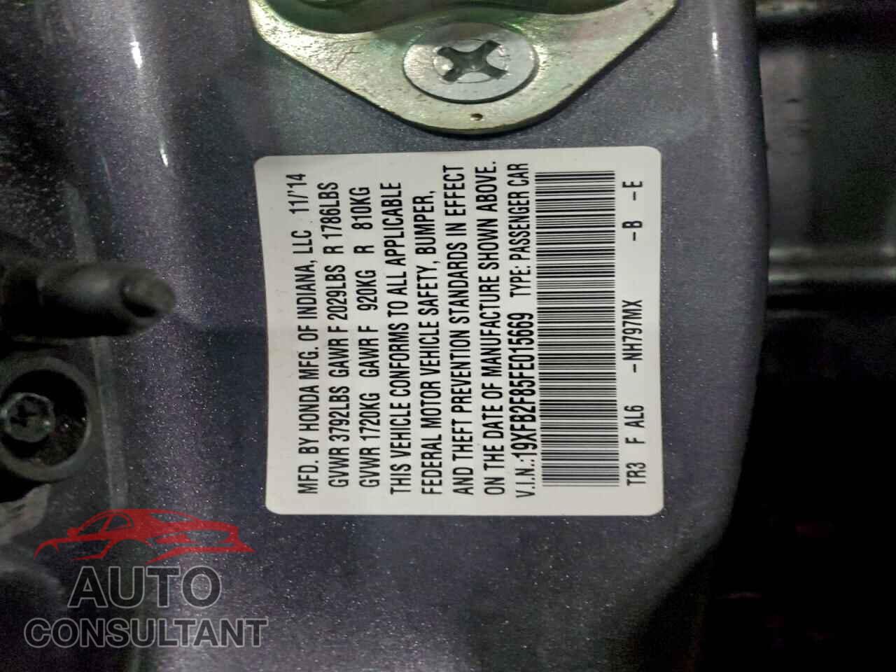 HONDA CIVIC 2015 - 19XFB2F85FE015669