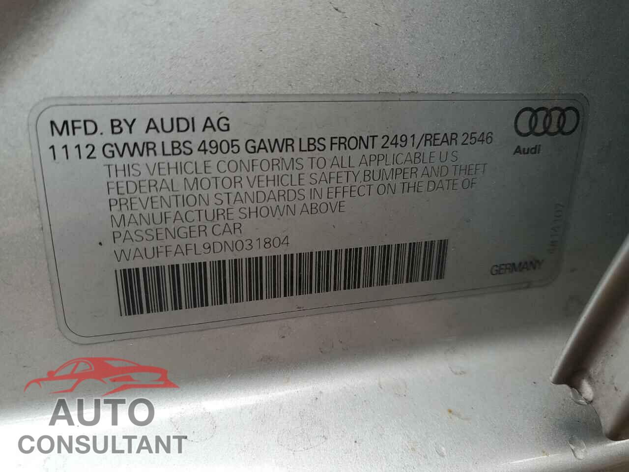 AUDI A4 2013 - WAUFFAFL9DN031804