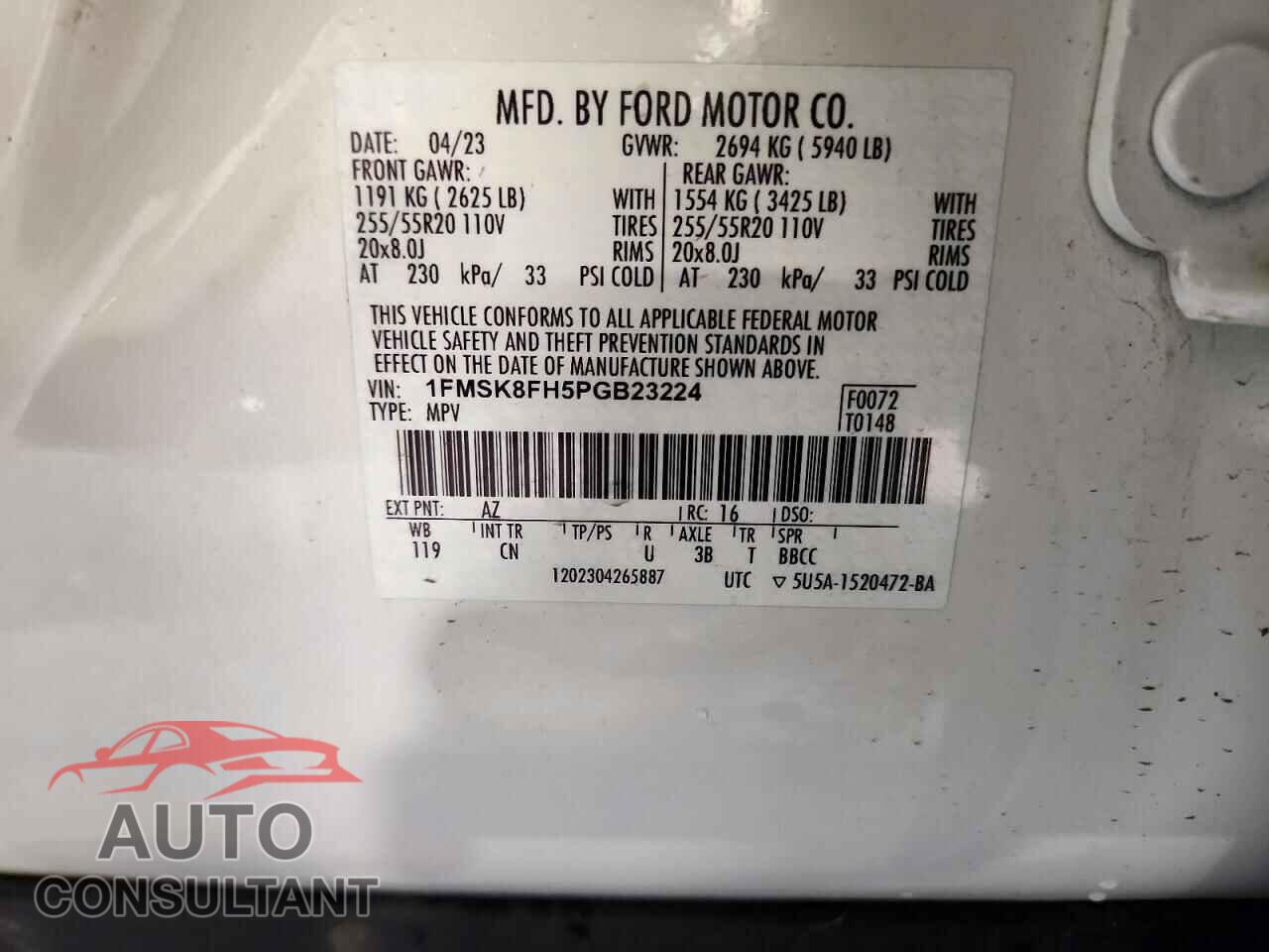 FORD EXPLORER 2023 - 1FMSK8FH5PGB23224