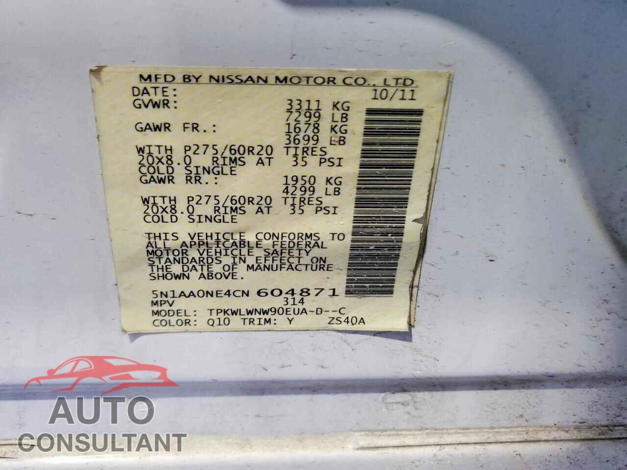 NISSAN ARMADA 2012 - 5N1AA0NE4CN604871