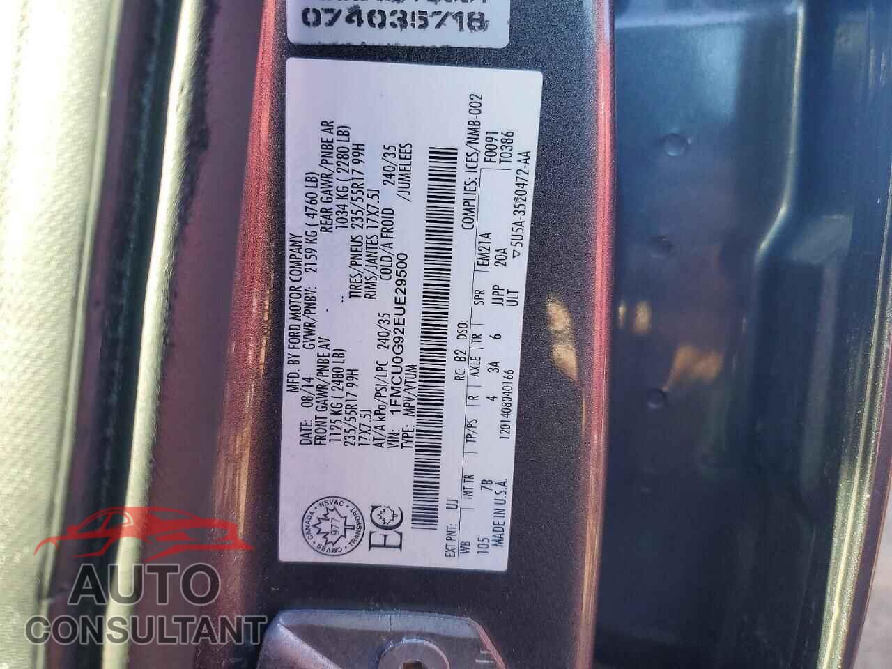 FORD ESCAPE 2014 - 1FMCU0G92EUE29500