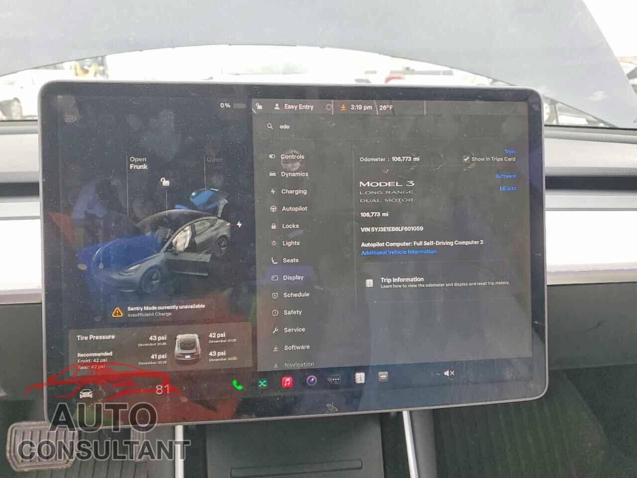 TESLA MODEL 3 2020 - 5YJ3E1EB6LF601059