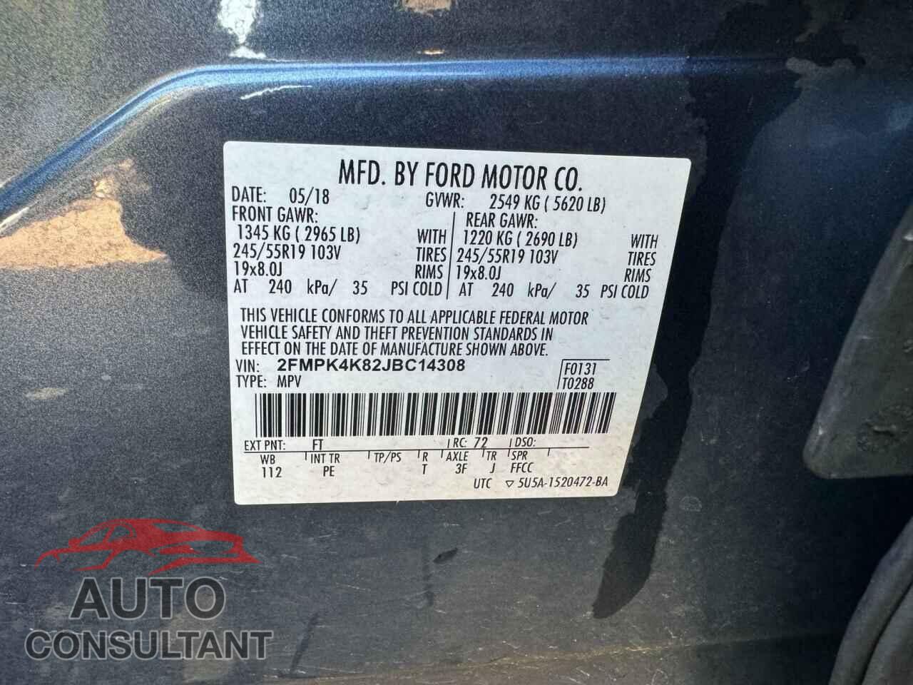 FORD EDGE 2018 - 2FMPK4K82JBC14308