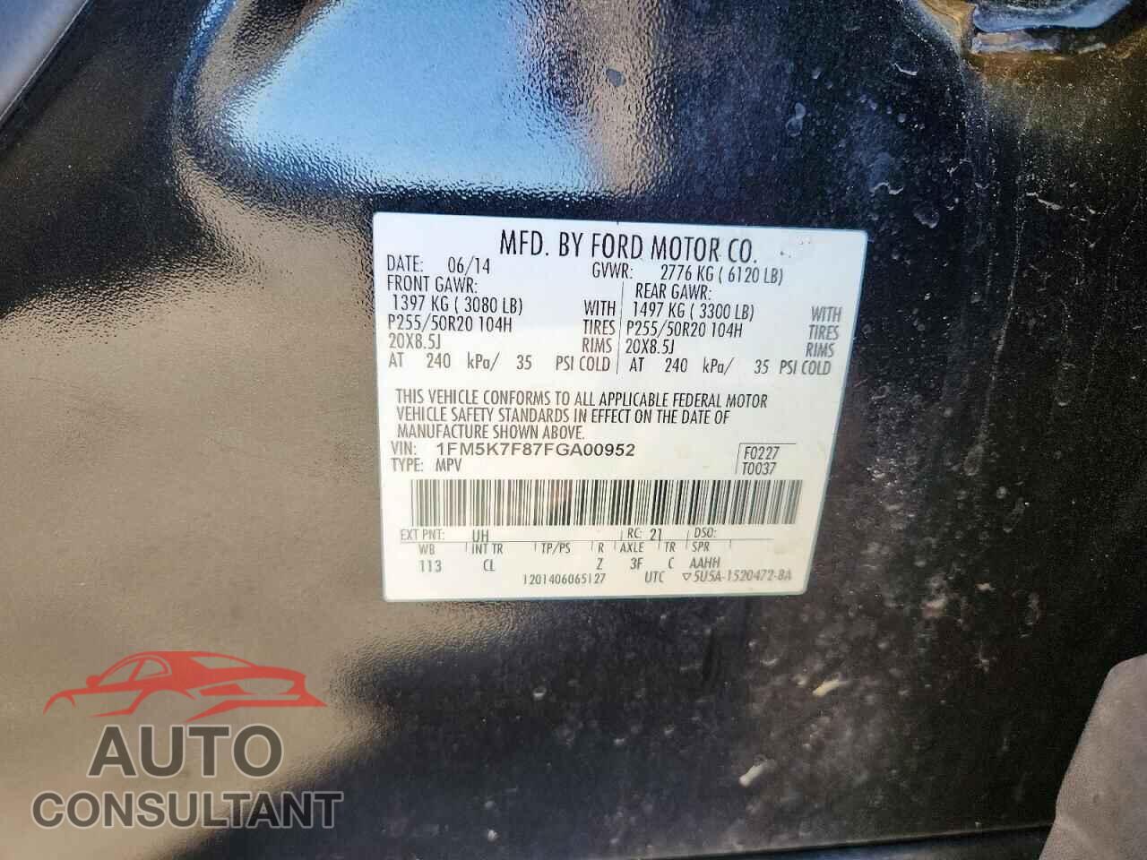 FORD EXPLORER 2015 - 1FM5K7F87FGA00952