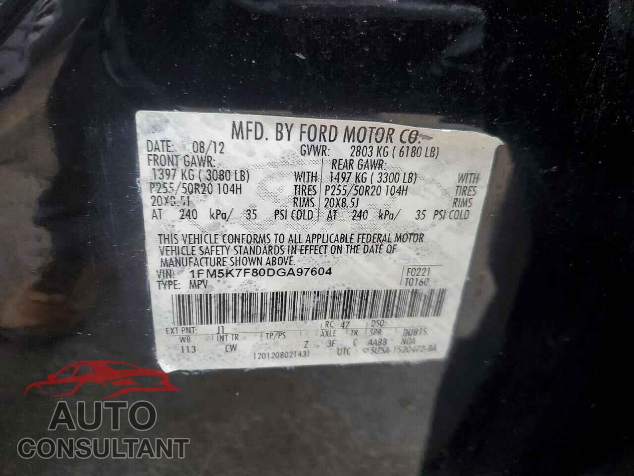 FORD EXPLORER 2013 - 1FM5K7F80DGA97604