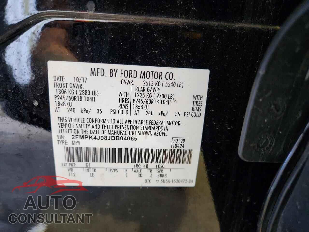 FORD EDGE 2018 - 2FMPK4J98JBB04065