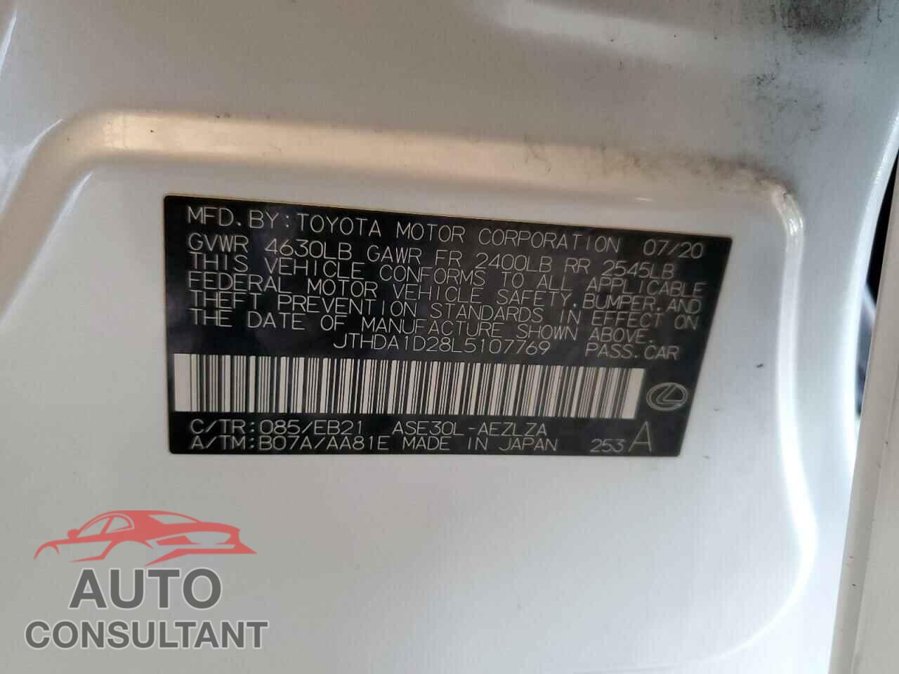 LEXUS IS 2020 - JTHDA1D28L5107769