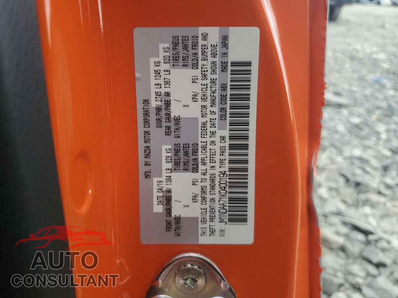 MAZDA MX5 2019 - JM1NDAA71K0400194