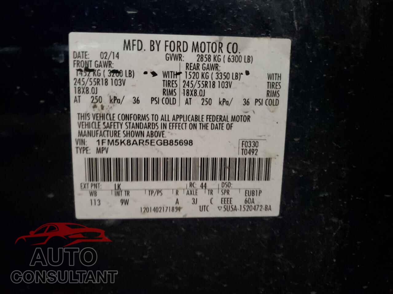 FORD EXPLORER 2014 - 1FM5K8AR5EGB85698