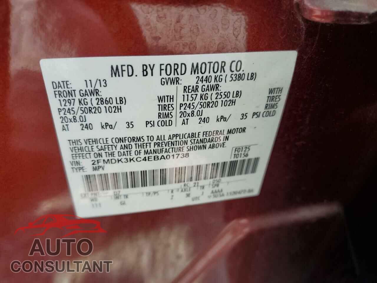 FORD EDGE 2014 - 2FMDK3KC4EBA01738
