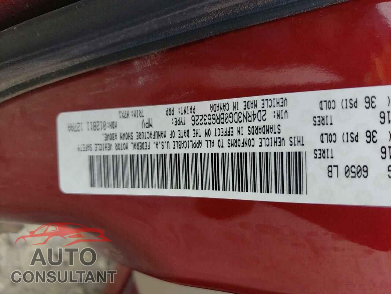 DODGE CARAVAN 2011 - 2D4RN3DG0BR663226