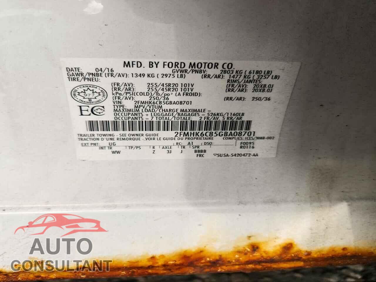 FORD FLEX 2016 - 2FMHK6C85GBA08701