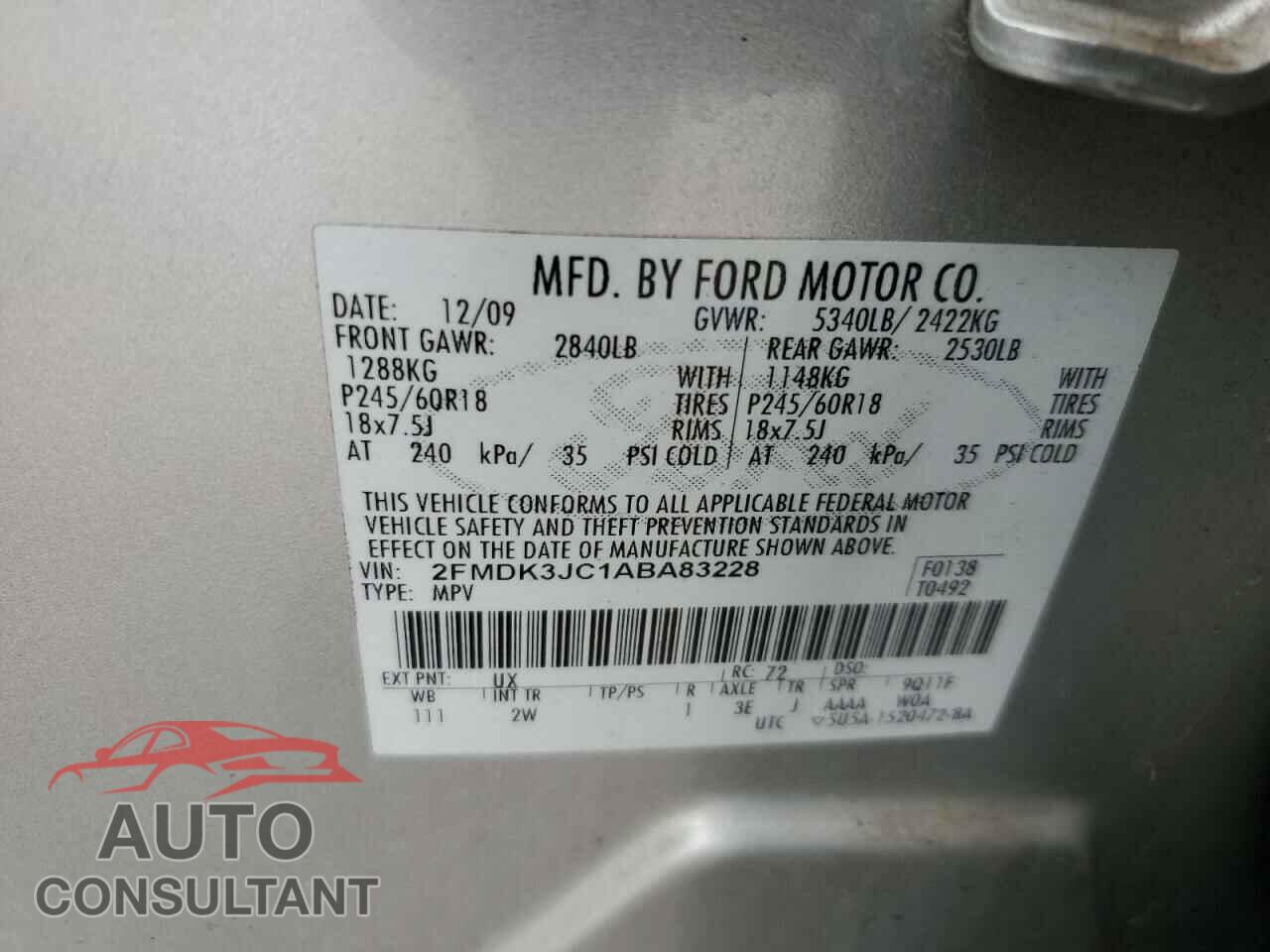 FORD EDGE 2010 - 2FMDK3JC1ABA83228