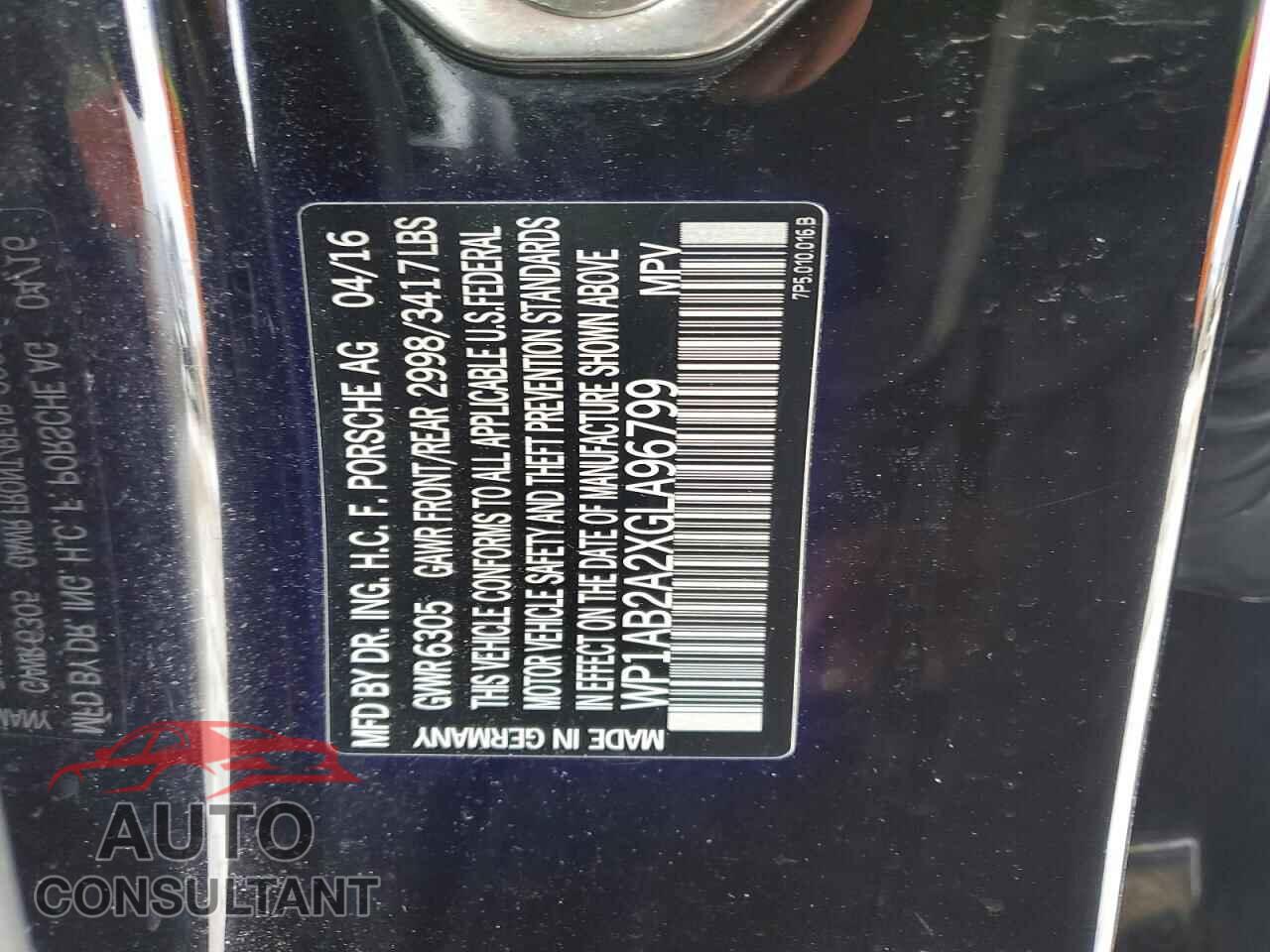 PORSCHE CAYENNE 2016 - WP1AB2A2XGLA96799