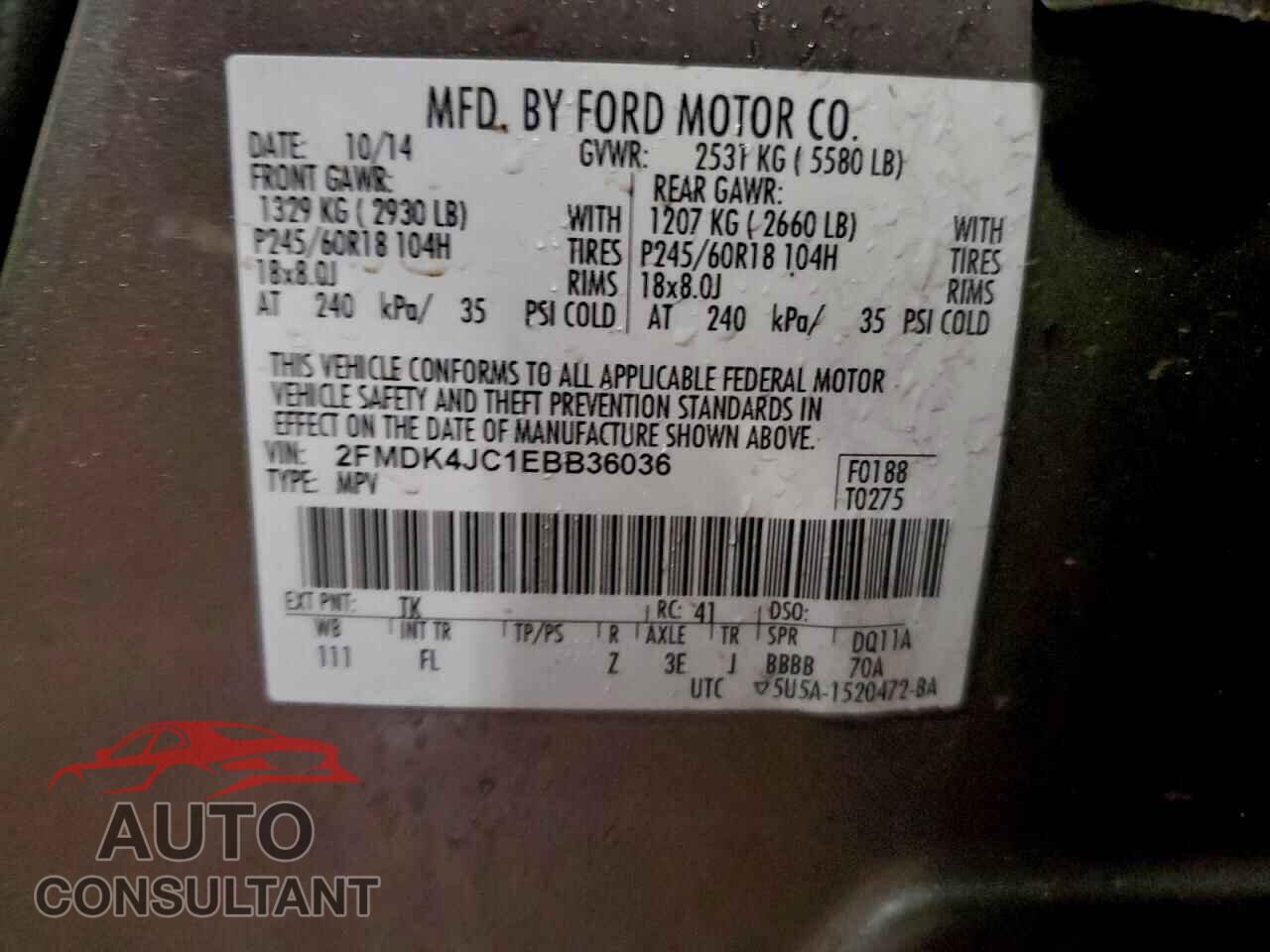 FORD EDGE 2014 - 2FMDK4JC1EBB36036