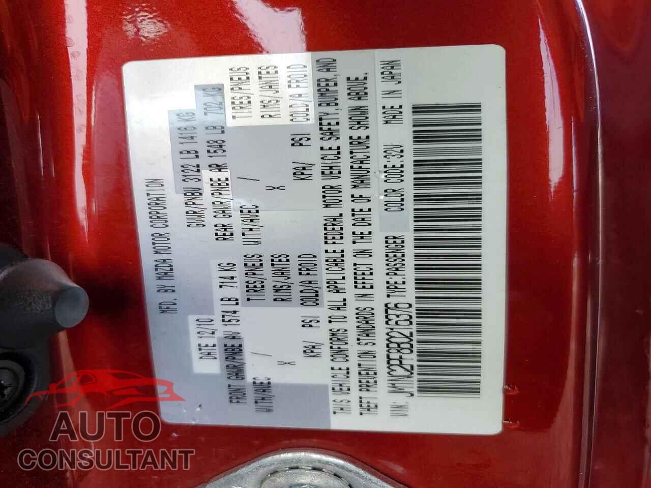 MAZDA MX5 2011 - JM1NC2PF8B0216376