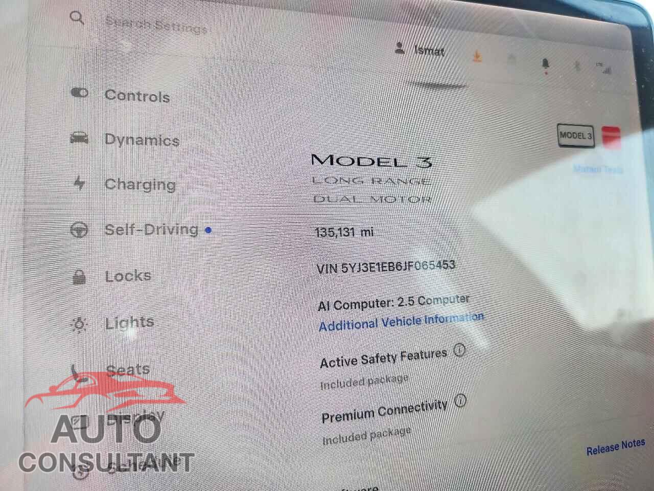 TESLA MODEL 3 2018 - 5YJ3E1EB6JF065453