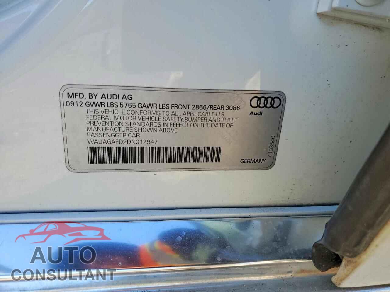 AUDI A8 2013 - WAUAGAFD2DN012947