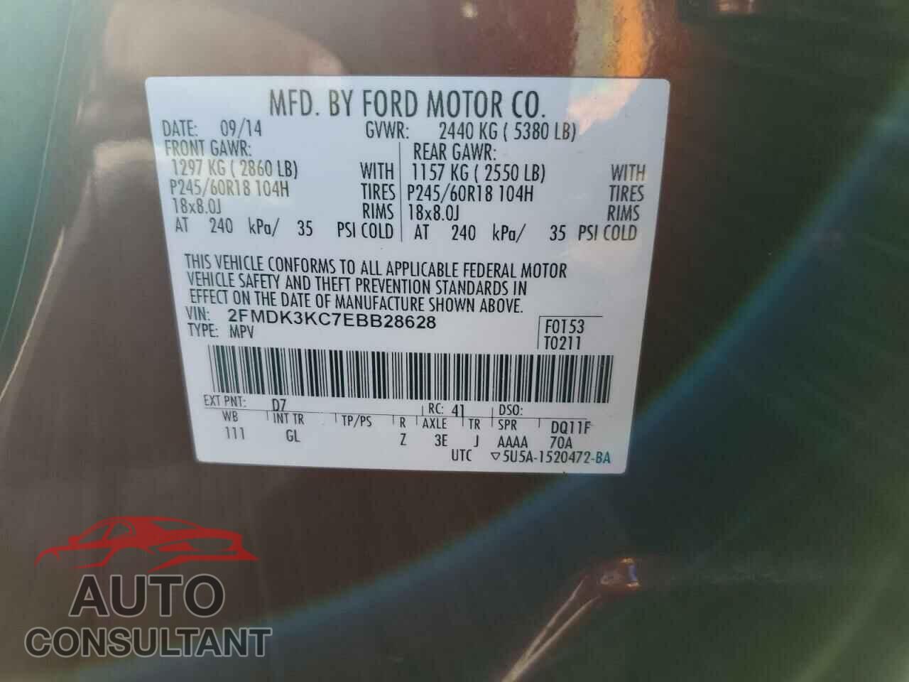 FORD EDGE 2014 - 2FMDK3KC7EBB28628