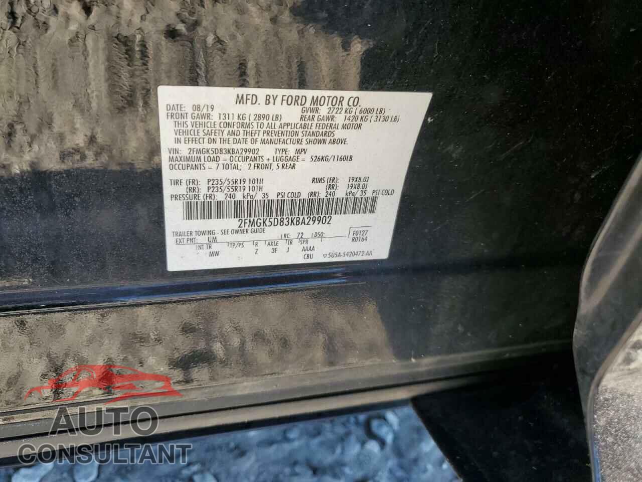 FORD FLEX 2019 - 2FMGK5D83KBA29902