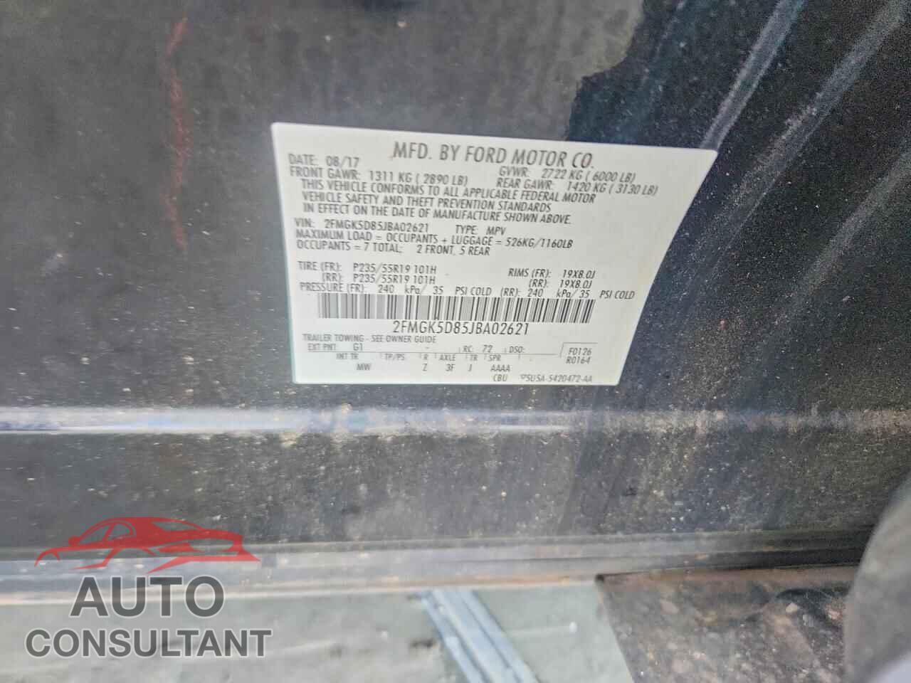 FORD FLEX 2018 - 2FMGK5D85JBA02621