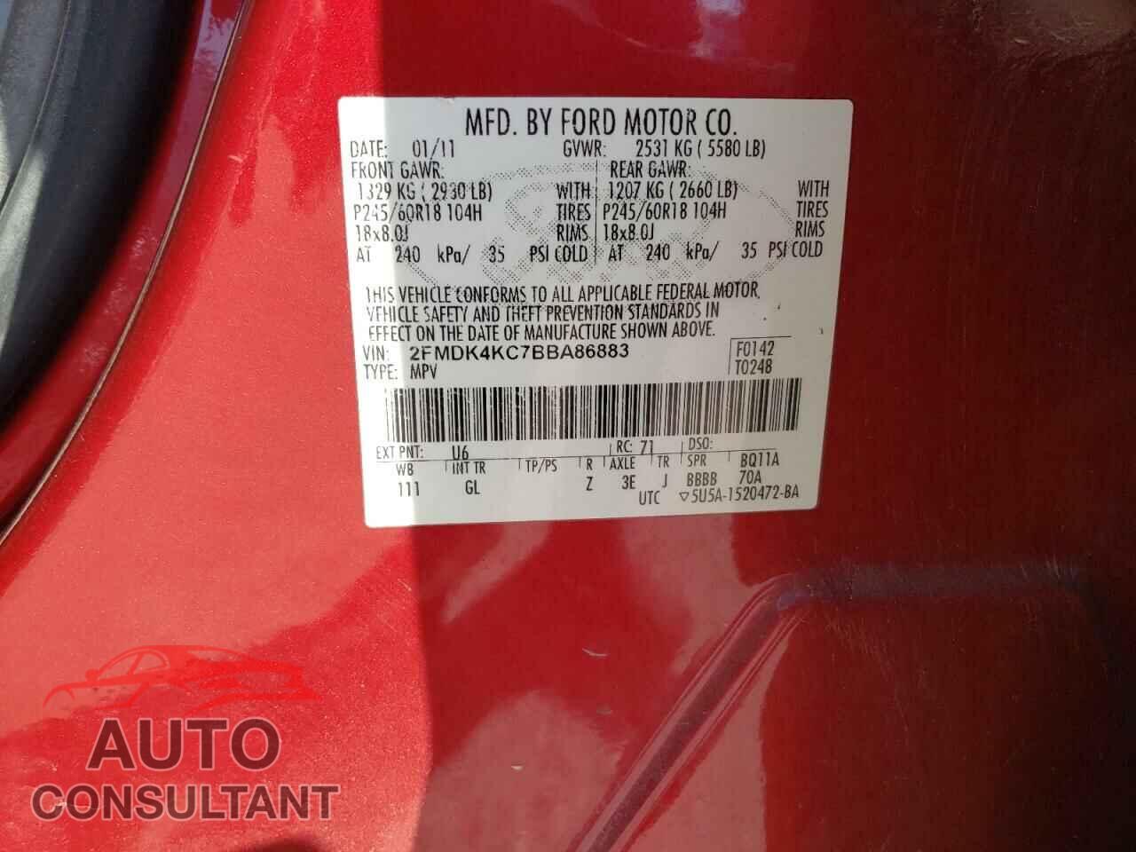 FORD EDGE 2011 - 2FMDK4KC7BBA86883