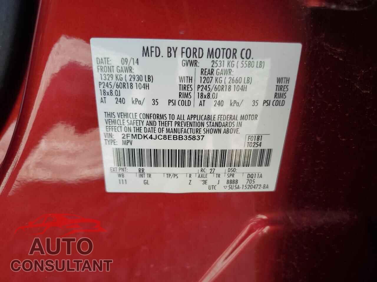 FORD EDGE 2014 - 2FMDK4JC8EBB35837
