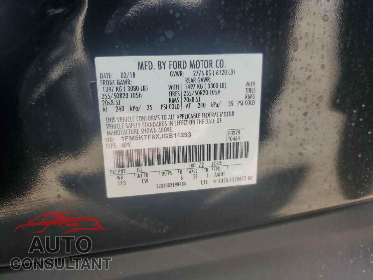 FORD EXPLORER 2018 - 1FM5K7F8XJGB11293